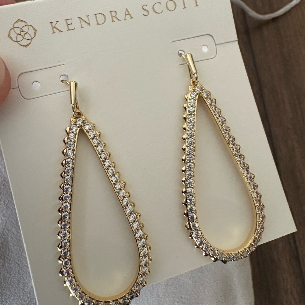 Kendra Scott Payton Open Frame Earrings in White Crystal - Picture 2 of 3